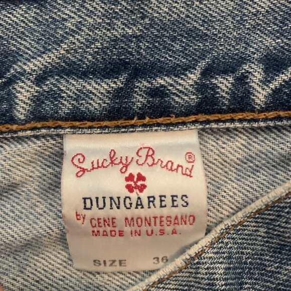 VTG Lucky Brand Men’s Blue Faded Jeans Denim 36x32 Relax Fit Zip Made in USA - Picture 16 of 16